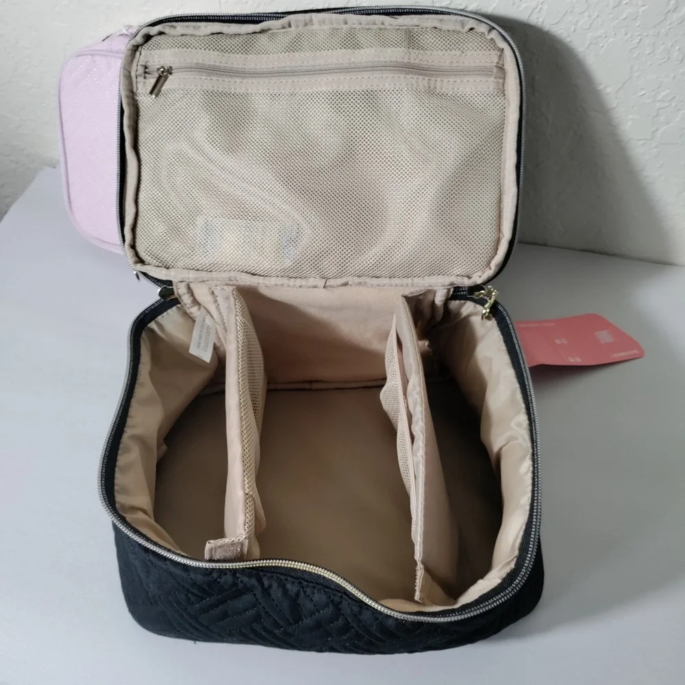 Awesome BAGSMART Dual Layer‎ MakeupBag ORGANIZER w Dividers And Brush Case New
